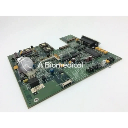 Green circuit board with black integrated circuits and gold connectors for datex-engstrom lcd interface dl 4f 895230