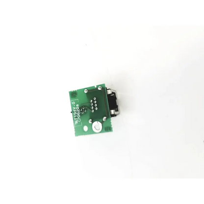 Green rectangular datex fm network connector board unit dm1011329-01 with black connector and silver screws