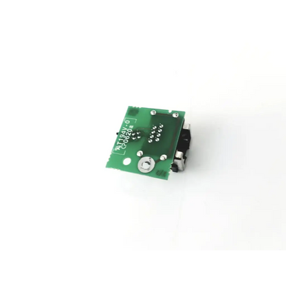 Green printed circuit board with black components and silver screws for datex fm network connector board unit dm1011329-01