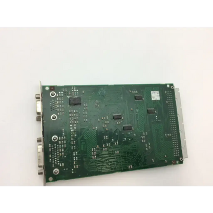 Green rectangular Datex-Ohmeda B-DISP-01 video display board with black integrated circuits and silver connectors