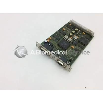 Green circuit board with black integrated circuits and silver connectors for datex-ohmeda ng 4f 898696 vga display board