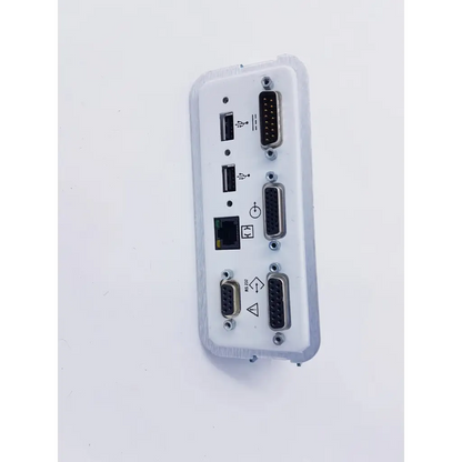 White plastic industrial interface module with usb ethernet and serial ports for avance anesthesia machine parts