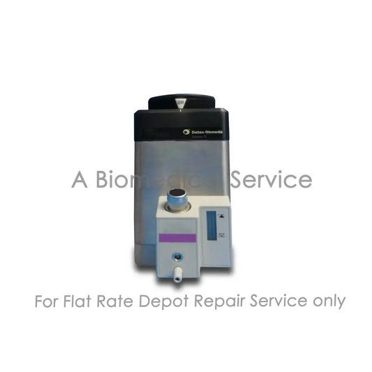 Silver and black datex-ohmeda lander 2 medical ventilator with white purple control module for flat-rate repair service