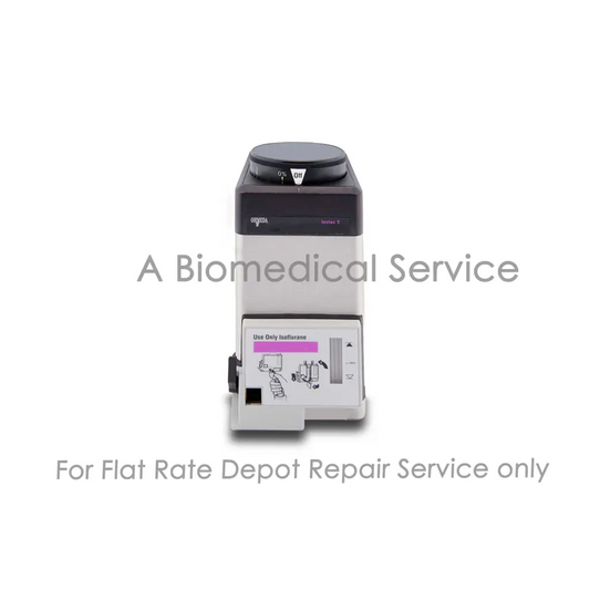 Gray and black orvita series 5 isoflurane vaporizer with on off dial for datex ohmeda tec 5 flat-rate medical equipment repair service