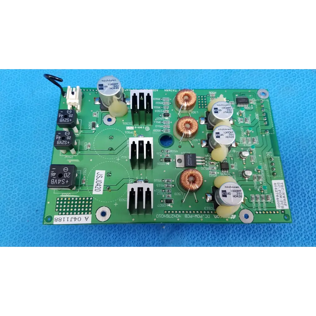 Green main power circuit board with capacitors and integrated circuits for topcon trc-nw6sf retinal camera