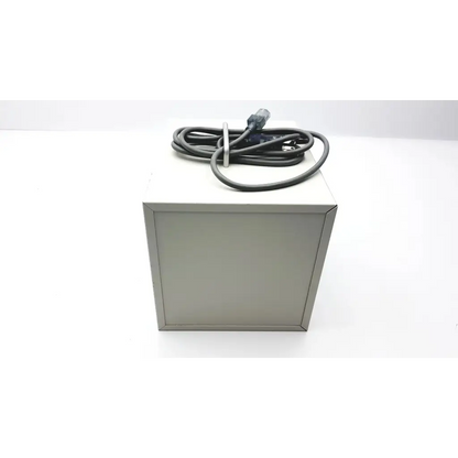 Gray rectangular electrical box with coiled black power cord on top for delasco model ev smoke evacuator 09ev065