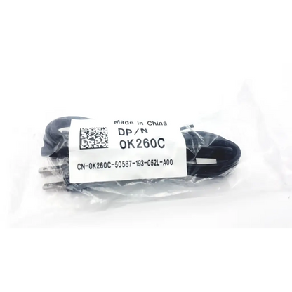Black power cord with two-prong plug for dell advanced pr02x replicator in clear packaging with model ok260c label