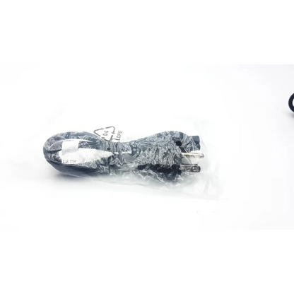 Black power cord with two-prong plug wrapped in clear plastic for dell advanced pr02x replicator ac adaptor