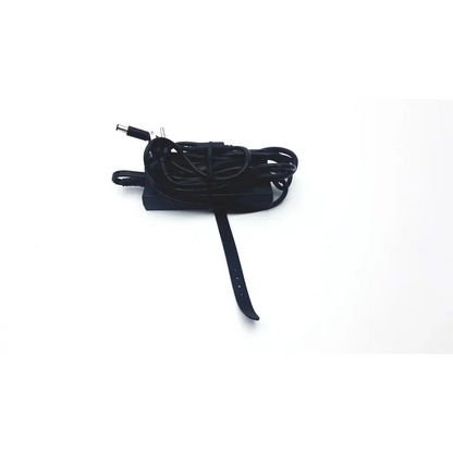 Black plastic dell la130pm121 ac adapter charger 130w with coiled power cord and strap for cable management