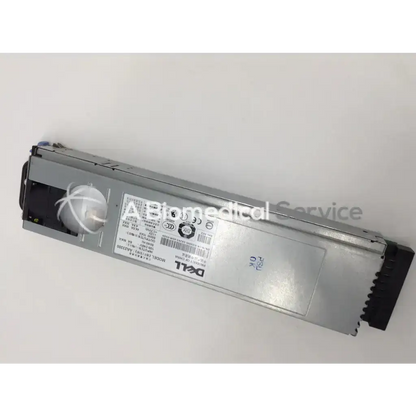Silver metallic dell poweredge power supply 550w with black connector and white circular component for servers