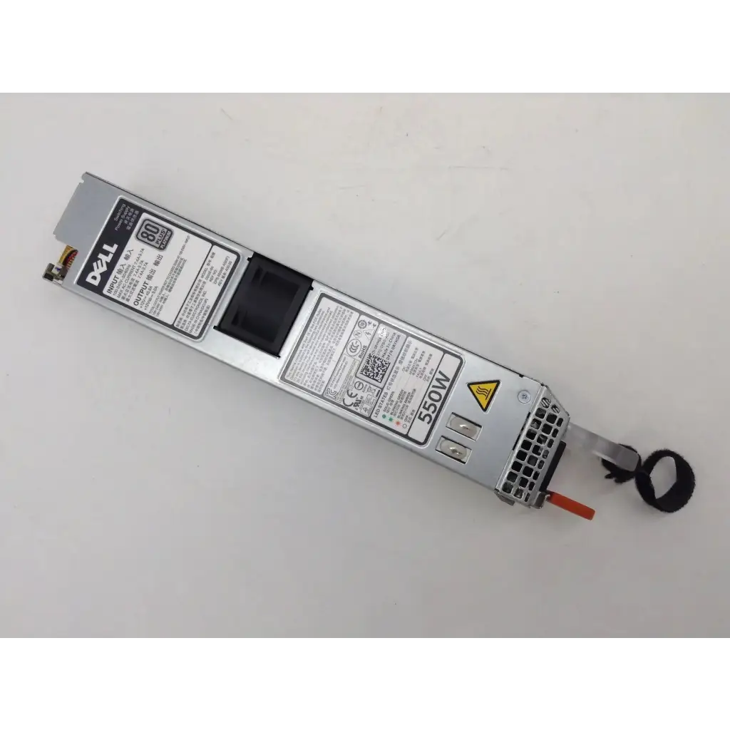 Silver dell poweredge r420 350w d350e-s1 server power supply with black labels and red indicator light