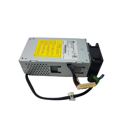 Silver metal delta electronics dpsn-130ab b 130w switching power supply unit with black fan and multi-colored wiring