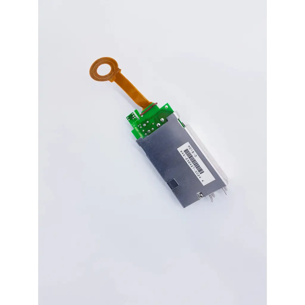 Silver rectangular densei-lambda alpha 600 power module with green circuit board and orange cable for nibp assembly board