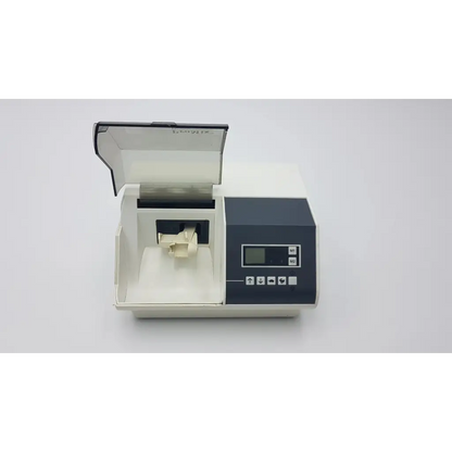 White and dark gray densply promix 400 dental amalgamator mixing system with transparent lid and digital display