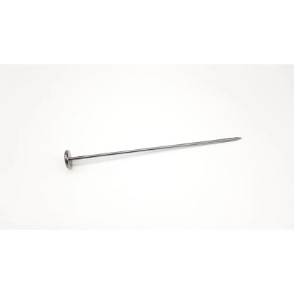 A sleek metallic nail with a flat head and sharp point for mitek stabilization obturator use by Depuy 214639