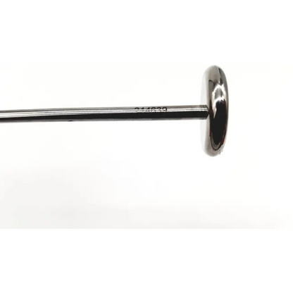 Shiny metallic depuy 214639 mitek stabilization obturator pin with circular head and engraved markings