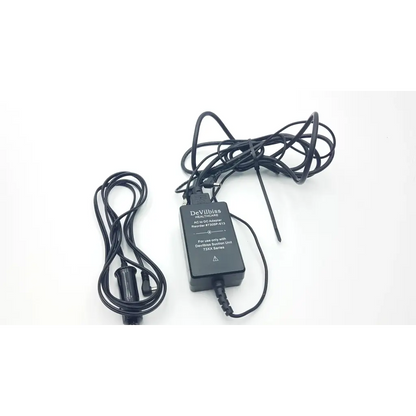 Black Devilbiss non-isolated ac to dc adapter with coiled cords for DeVilbiss suction machine 7305p-d homecare unit