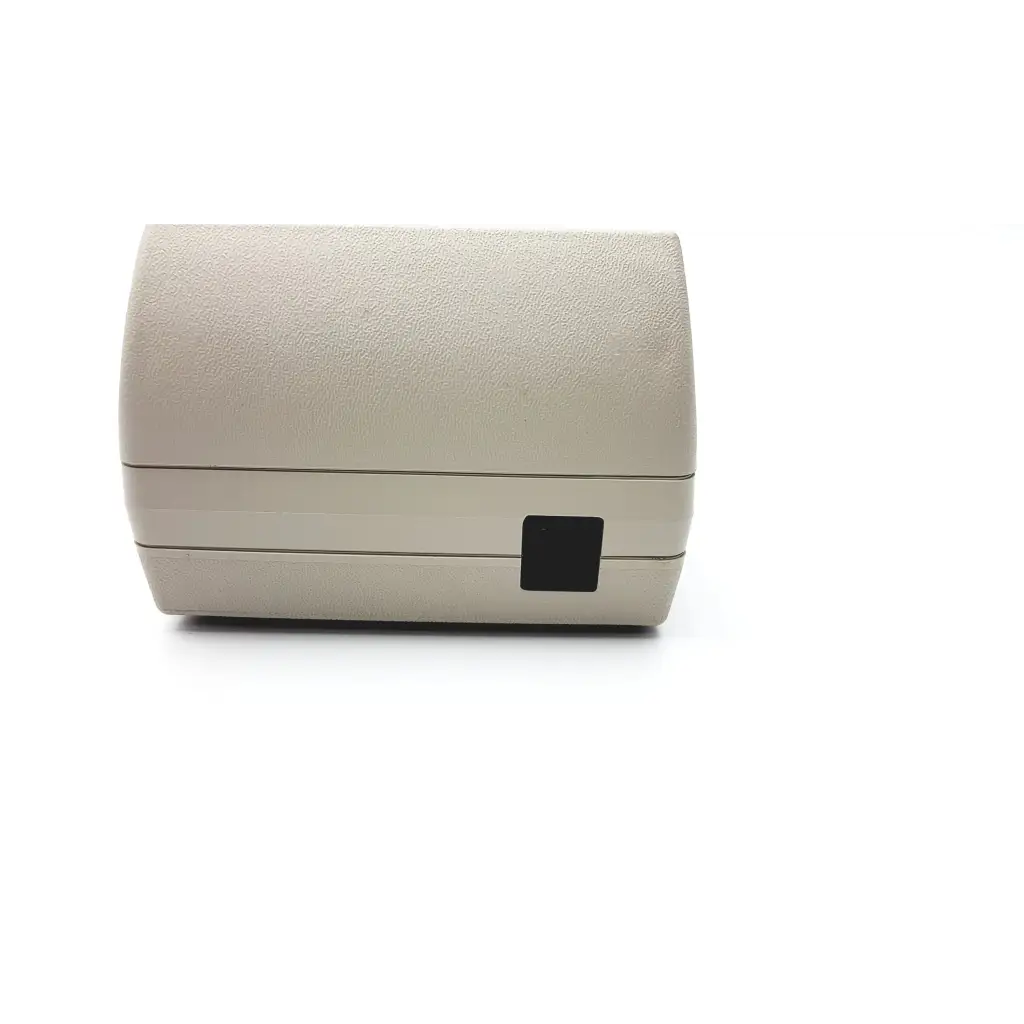 Beige textured plastic thermal printer dexSil field star 1000 with black rectangular port on the side and carrying case