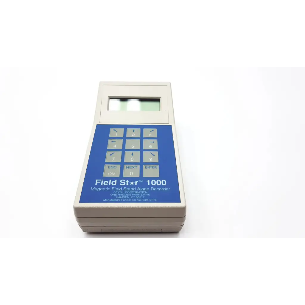 Beige plastic dexsil field star 1000 magnetic field standalone recorder with blue keypad and small rectangular display