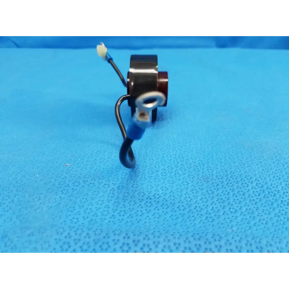 Dn-tk286 black and silver toroidal current transformer sensor coil with blue wire connectors for electrical measurement