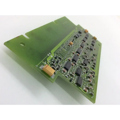 Drager 8201350 05 board green printed circuit board with black integrated circuits and orange connectors front side