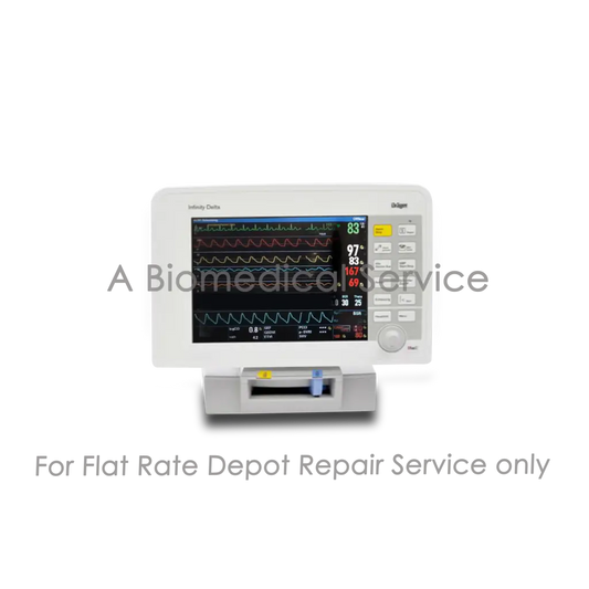 White drager infinity delta patient monitor with vital signs display and control panel for medical equipment repair service