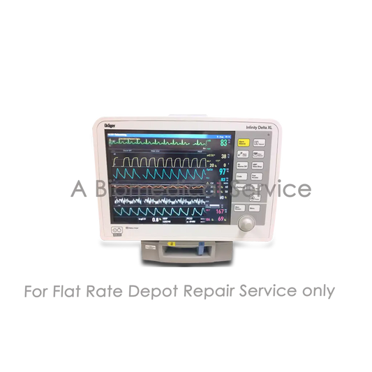 White drager infinity delta xl medical monitor displaying vital signs for patient monitor repair service of medical equipment