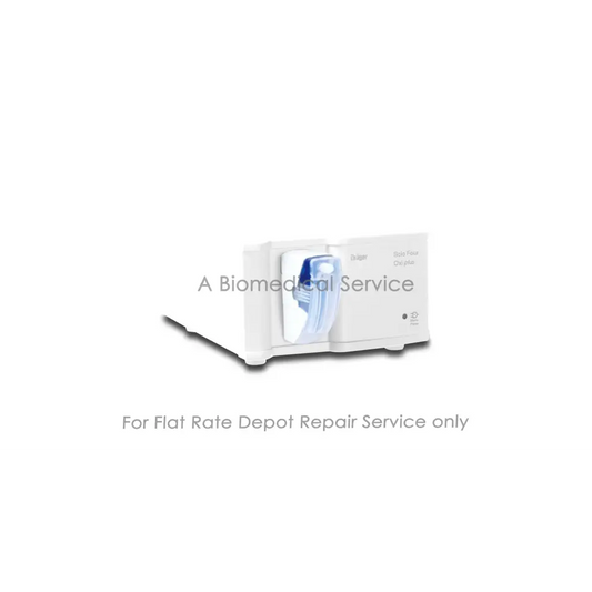 White drager scio biomedical service device with translucent blue component and labeled controls for medical equipment repair service flat-rate repair