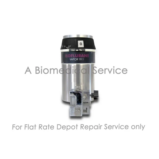 Silver metallic Drager Vapor 19.1 isoflurane vapor delivery device with black top for medical equipment repair service