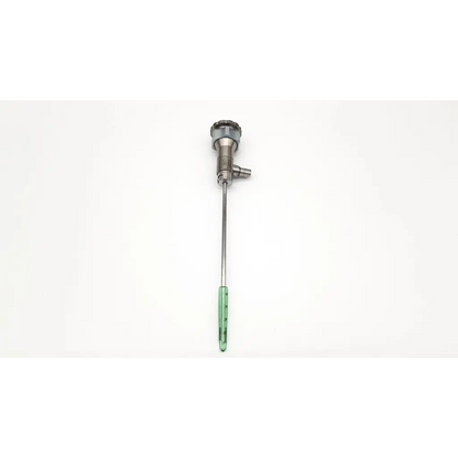 Silver surgical 30° video arthroscope with green translucent handle and metallic shaft dyonics 30° video arthroscope