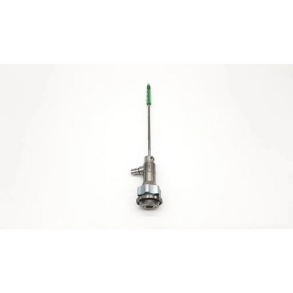 Silver surgical instrument with green-tipped handle and metallic parts of dyonics 30° video arthroscope