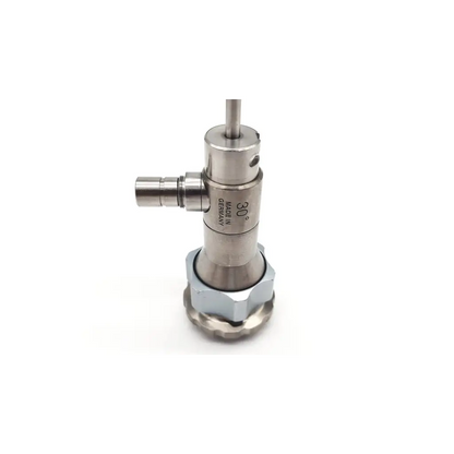 A sleek metallic 30 degree stainless steel dyonics 30° video arthroscope with threaded connections
