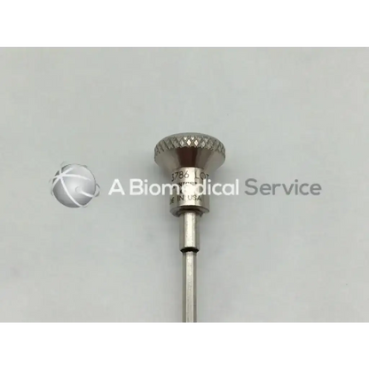 Silver dyonics 3786 2.9mm short obturator blunt with textured diamond knob and engraved markings surgical instrument