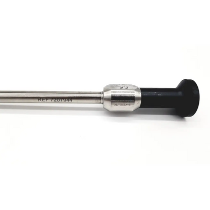 Silver dyonics autoclave laparoscope rigid with black ergonomic handle and engraved reference number da46-86