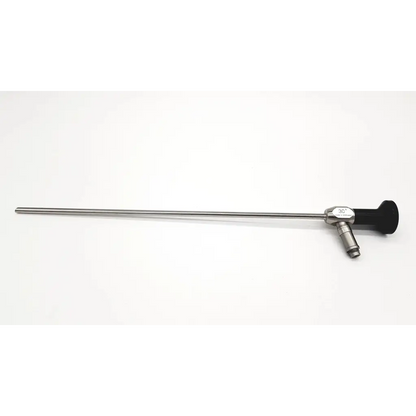 A sleek metallic dyonics autoclave 30 degree laparoscope with a black ergonomic handle and stainless steel shaft