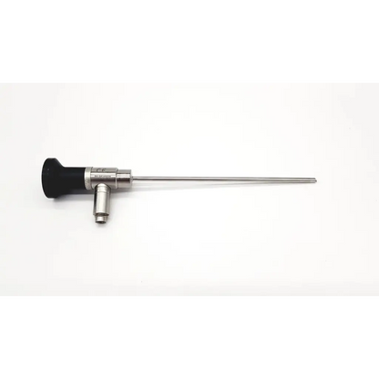Silver surgical dyonics sn qh 440034 30° scope da24-28 with black ergonomic handle and metallic joints