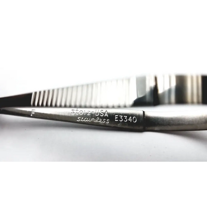 E3340 storz stitch scissors fine straight stainless steel with polished surface and sharp pointed tips