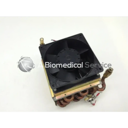 Black rectangular ebm pope w2s110-a015-39 fan 115v~20w with copper heat pipes and brass-colored mounting brackets