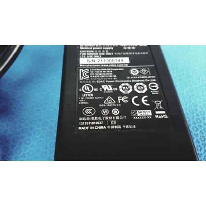 Black plastic edacpower elec em110111m-190 adapter power supply with white printed labels and certification marks