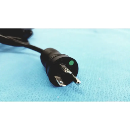 Black adapter power supply plug em110111m-190 with metallic prongs and green indicator light for edacpower elec em110111m-190