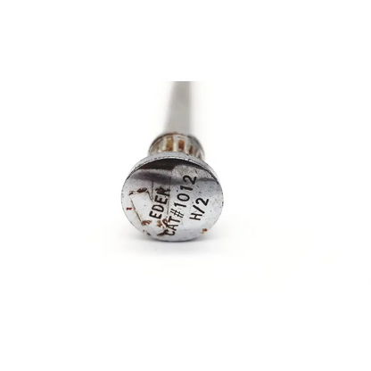 Silver-colored metal screwdriver with engraved markings on circular head for eder 1012 trocar use