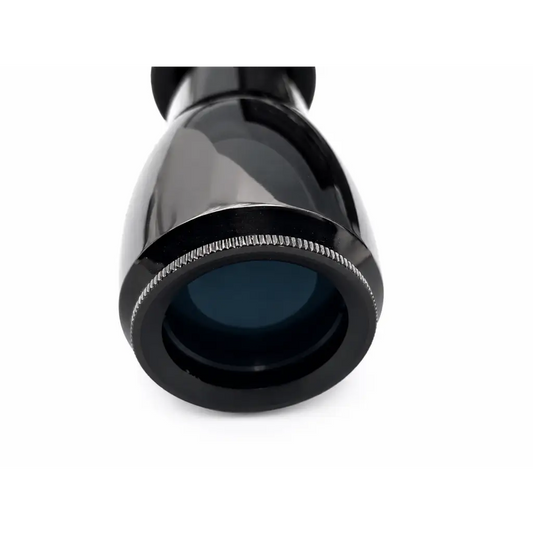 Ednalite projection pointer with black glossy finish and textured silver ring around objective lens