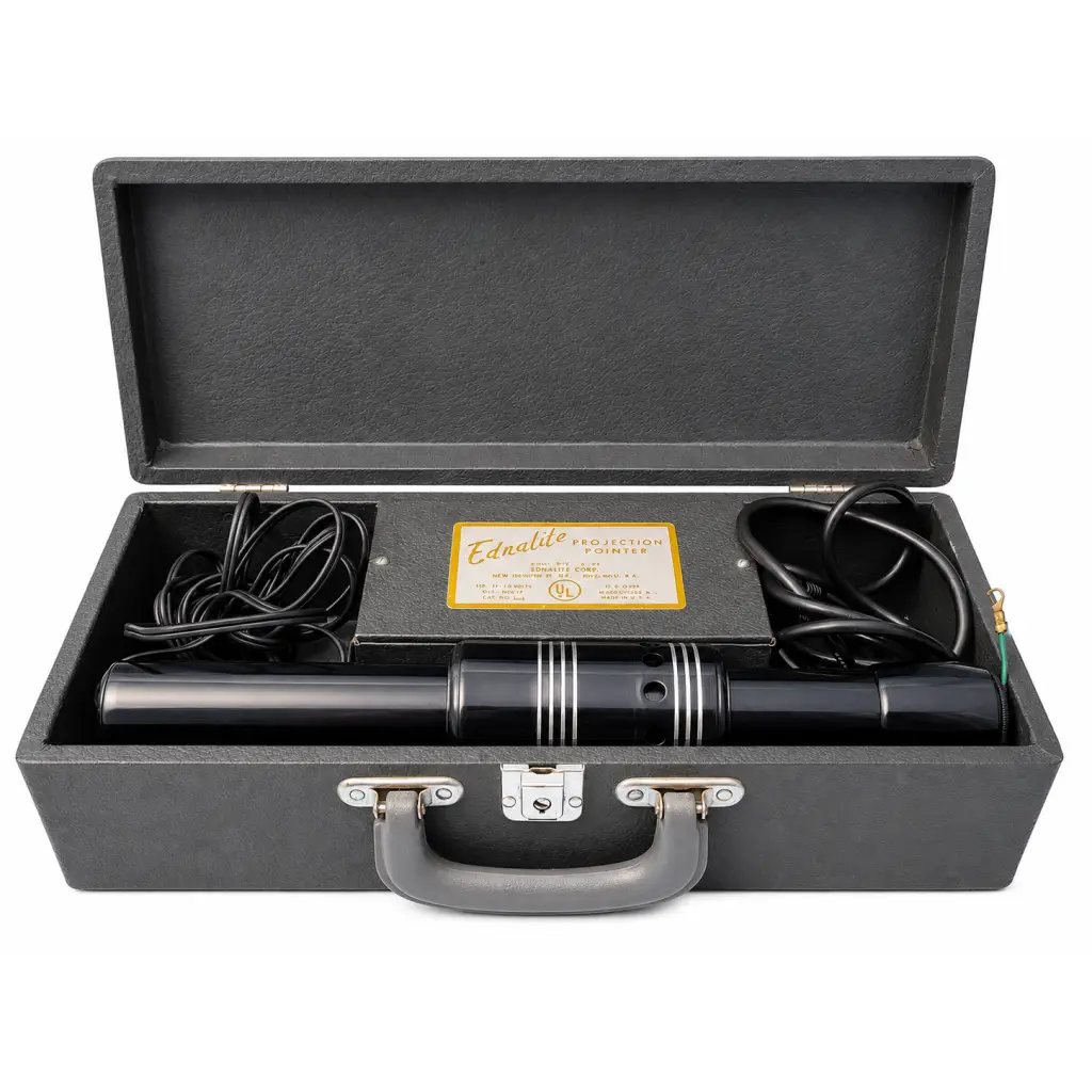 Black ednalite projection pointer with silver stripes and metallic finish biomed certified in original black carrying case