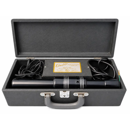 Black ednalite projection pointer with silver stripes and metallic finish biomed certified in original black carrying case