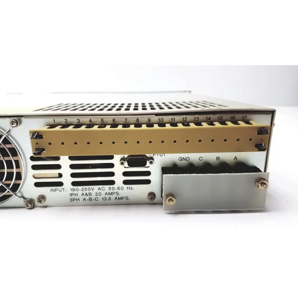 Metallic gray electronic measurements ems power supply unit with beige terminal strip and ventilation grilles untested
