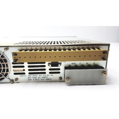 Metallic gray electronic measurements ems power supply unit with beige terminal strip and ventilation grilles untested