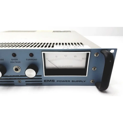 Blue ems power supply unit with white analog ammeter and black control knobs for electronic measurements ems power