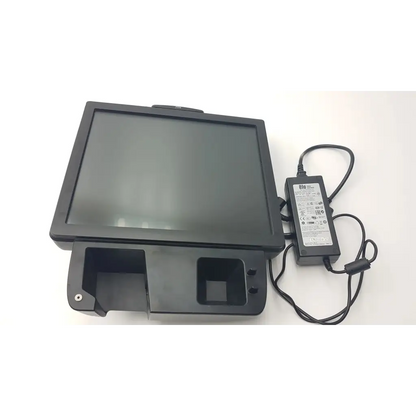 Black elo touch systems esy17b2 touchscreen cash register with integrated receipt printer and fingerprint scanner