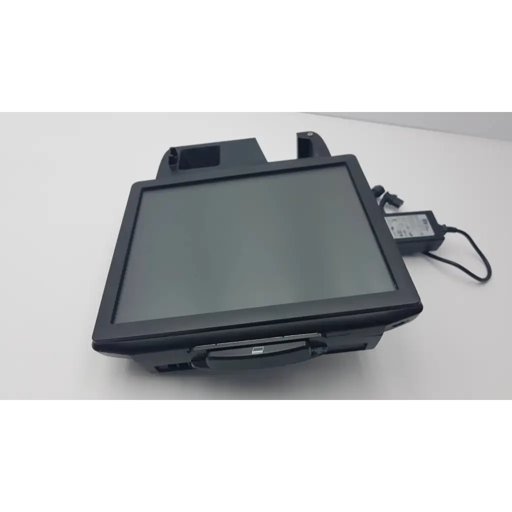 Black Elo touch systems ESY17B2 touchscreen cash register with integrated receipt printer and AC adapter DA-150A12
