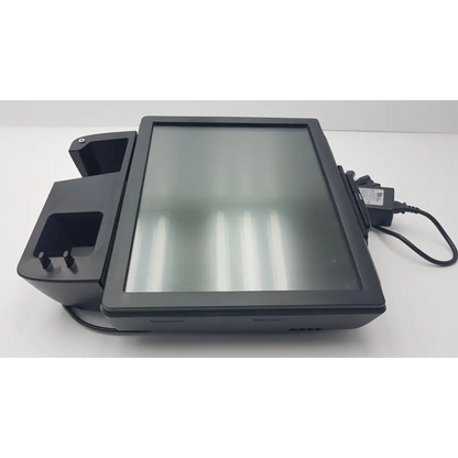 Black elo touch systems esy17b2 touchscreen cash register with integrated receipt printer and ac power adapter